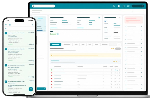 Retrofit OS platform dashboard on laptop and mobile